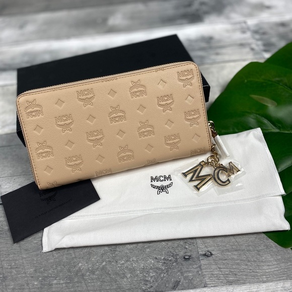 MCM Handbags - MCM klara Zip wallet large latte beige monogram